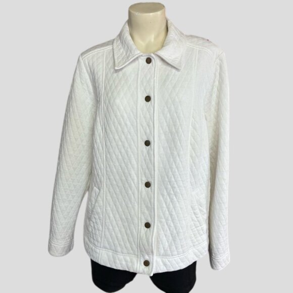 Alia White Quilted Snap Closure Jacket Size Medium - Picture 1 of 12